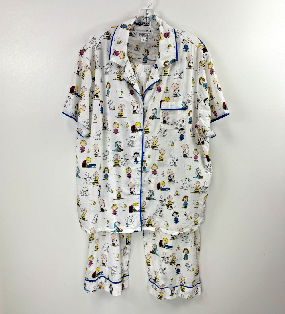 Peanuts Schulz Womens Plus Pajama Character Print PJ Sleep 2Pc Set 1X Top Bottom
